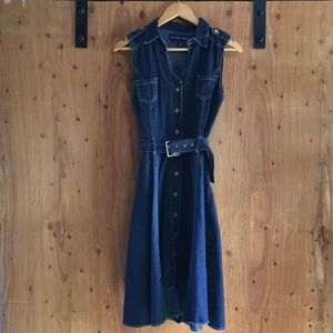 Button down Jean Sleeveless Blue Jean Dress Small